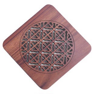 上海博物馆福泰安康杯垫酸枝原木材质茶杯水杯杯垫四块中秋节礼物