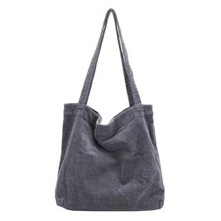 灯芯绒帆布包女托特包大容量韩版文艺百搭学生单肩包2023秋冬新款