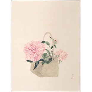 章以x仟象映画 牡丹法式奶油风客厅装饰画新中式大幅玄关挂画艺术