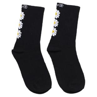 包邮2双潮男袜子权志龙gd同款小雏菊男女中筒袜黑色字母长袜socks