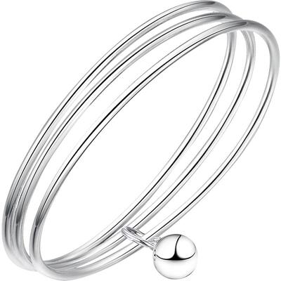 九乐999纯银手镯女光面实心简约