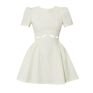 DPLAY年夏季新款白色连衣裙女好看法式短款收腰礼服裙子短裙