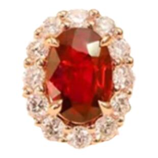 调太幅18K金鸽血红宝石戒指 女经典纯银镶嵌指环复古礼物情侣对戒