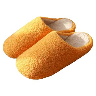 情侣款棉拖鞋女秋冬季室内一对保暖家居家用毛绒拖鞋男士冬天厚底