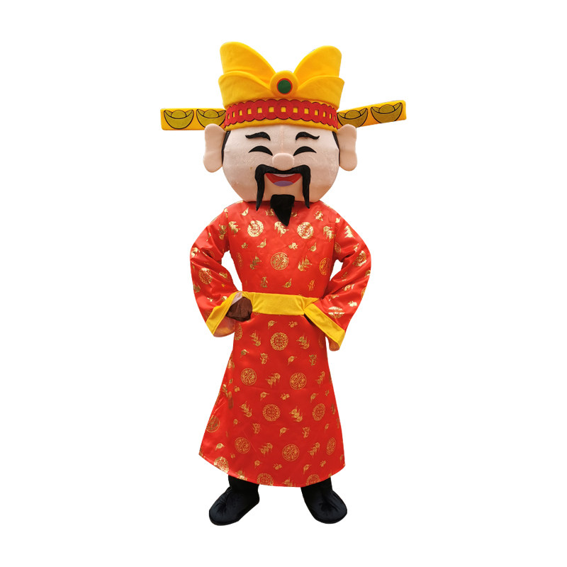 招财财神爷卡通人偶服装来发财