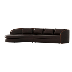 时余洛意油蜡皮实木真皮沙发异形牛皮圆弧形大户型小法式客厅别墅