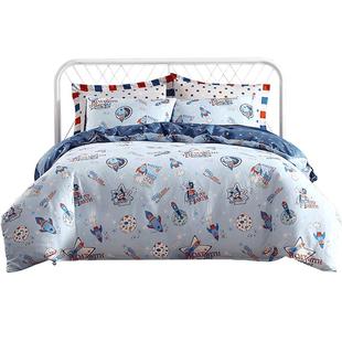 梦洁宝贝纯棉四件套全棉床单被套被罩学生宿舍三件套儿童床男孩