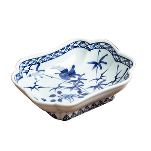 日本制有田烧陶瓷手作日式青花餐具高台钵碗蜜饯茶点盘甜品盘家用