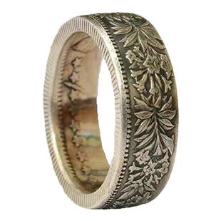 瑞士2法郎银币戒指雪绒花星星硬币复刻指环男女情侣宽版个性手工