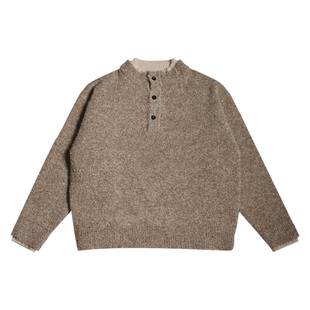 一衬YICHEN  秋冬亨利领慵懒感毛衣男女简拼色假两件温柔系针织衫