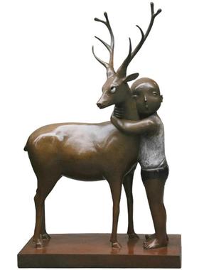 阿斯蒙迪张慧原创限量青铜鹿雕塑