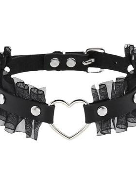 pu皮金属配件情侣独特女黑色项圈