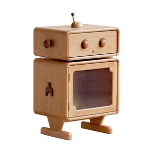 源氏木语加兰实木儿童床头柜现代创意卡通带灯置物柜机器人床边柜