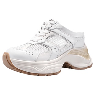 iiJin艾今官方8.5cm厚底内增高网眼透气一脚蹬包头拖鞋女943CTA