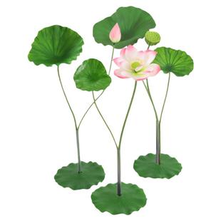 带杆PU仿真荷花假荷花仿真荷叶插花水池舞台造景装饰景观拍摄道具
