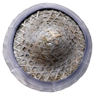 穿过红色的光斗笠舞蹈道具手工竹编帽子儿童红色主题跳舞演出专用