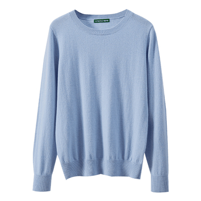 春竹2025秋季新款圆领100%绵羊毛针织衫纯色打底衫毛衣女内搭上衣