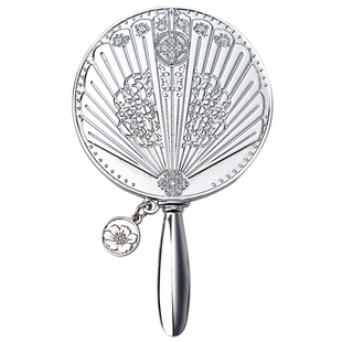 【杭州工艺美术博物馆】善颜手柄镜子带皮套手持简约随身梳妆包邮