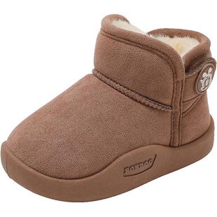 巴布豆童鞋男童雪地靴加绒加厚2026新款冬季宝宝棉靴女孩儿童鞋子