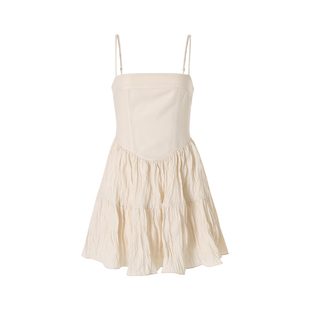 卢昱晓张元英同款丨Notyourrose夏季褶皱抹胸收腰a字吊带连衣裙女