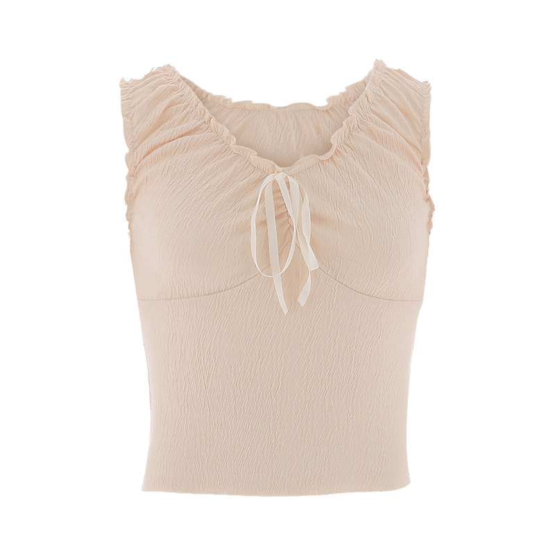 BM背心女木耳边吊带上衣2026新款夏季女短袖夏季纯欲少女风内搭