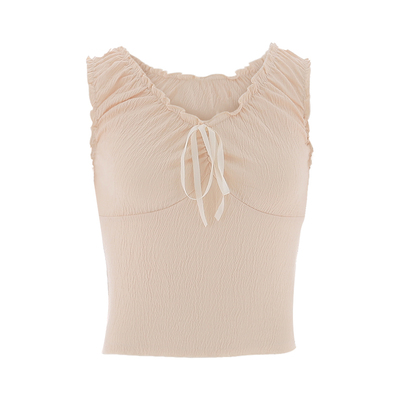 BM辣妹纯欲褶皱木耳边背心