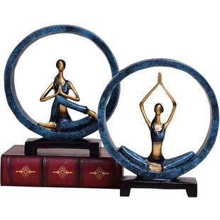 禅意少女瑜伽体式摆件高级感客厅轻奢创意瑜伽馆装饰大号艺术摆设