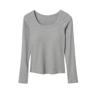 内搭外穿 女士BRA长袖T恤 莱赛尔+长绒棉带胸垫打底衫 春秋款女装