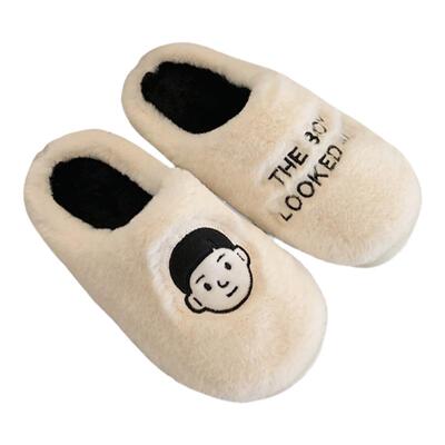 保暖新款男生防滑软底包头毛绒鞋