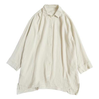 女士纯棉纱布宽松长袖衬衫家居服