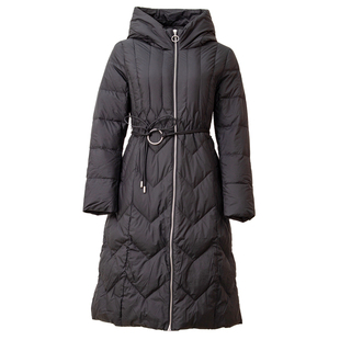 贝特如羽绒服系绳妈妈装连帽冬季中老年女士时尚经典洋气外套EY