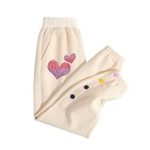 拉夏贝尔儿童运动裤春秋2026新款洋气华夫格春装裤子女童春款长裤