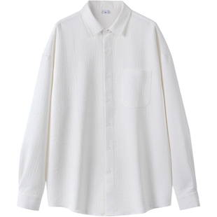 班尼路SK夏季款衬衫男韩式休闲风宽松翻领高级感男士款长袖衬衫YS