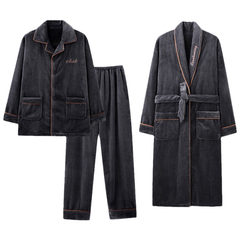 芬腾正品秋冬加厚男珊瑚绒家居服