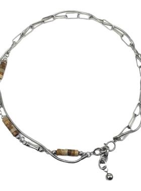 天然石拼接项链男小众设计嘻哈