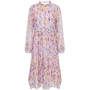 GEGINA吉吉娜女装法式窗花丝棉印花连衣裙V领雅致时尚裙商场同款