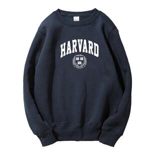 哈佛大学圆领卫衣Harvard University纪念品加绒留学生外套秋冬