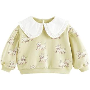 马克珍妮女童趣味猫咪娃娃领卫衣 宝宝上衣2025年春装新品250211