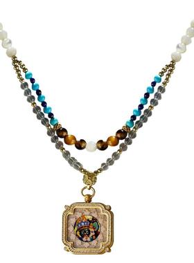 龙头关公狐狸唐卡吊坠擦擦唐卡