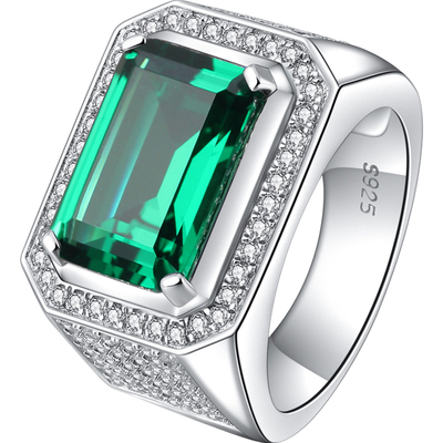 轻奢宝石戒指男925银精工镀金