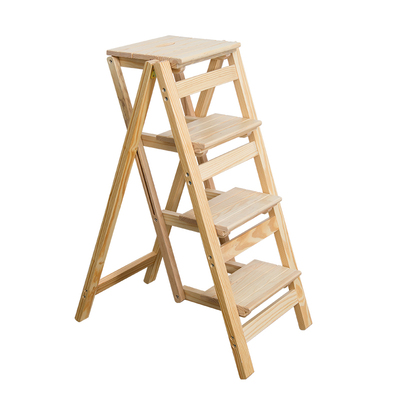 折叠实木置物架人字梯多功能伸缩