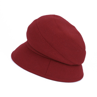 MARJAKURKI玛丽亚古琦红色帽子女秋冬季渔夫帽时尚盆帽羊毛贝雷帽
