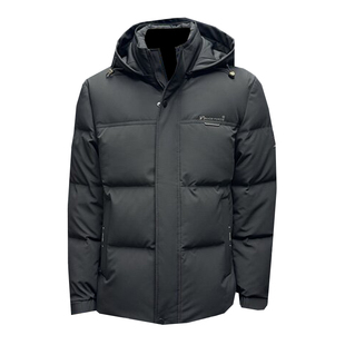 厚款25年冬季新品商务休闲可脱卸帽子短款牛奶丝白鸭绒男士羽绒服