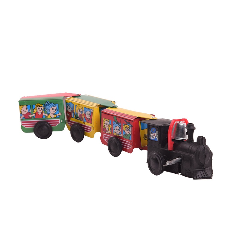 80后怀旧复古铁皮玩具精品玩具带批发店发条车厢三节火车铁皮