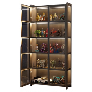 展示柜多层透明亚克力手办柜带锁带灯模型2024新款收纳落地陈列柜