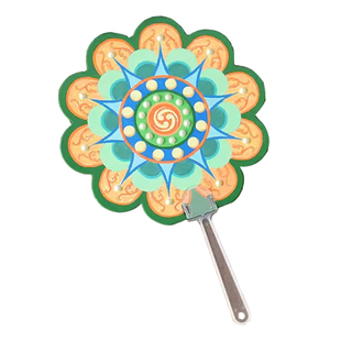 国风非遗敦煌藻井填色扇贺卡幼儿园儿童一年级小学生文创手工diy扇子创意黑白图案团扇涂色线稿半成品材料包