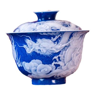 初蓝舍宫廷风中式堆白雕刻主人杯