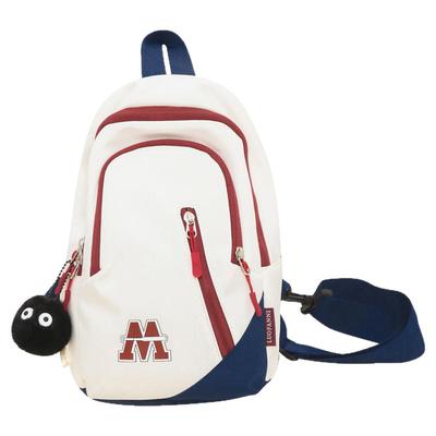 日系撞色胸包休闲背包