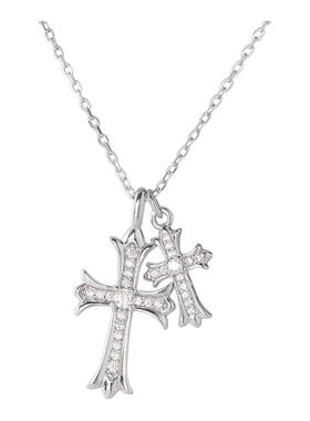 s925纯银克罗双十字架项链女甜辣