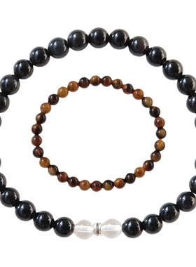 原创天然黑曜石手链女时尚虎眼石